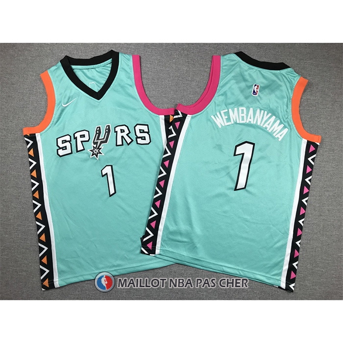 Maillot Enfant San Antonio Spurs Victor Wembanyama NO 1 Ville 2022-23 Vert